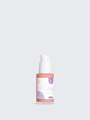 A bottle of Pepsa Anti-Aging serum with a white pump dispenser, featuring a peach-colored upper section and a white label with purple accents, set against a solid light gray background.